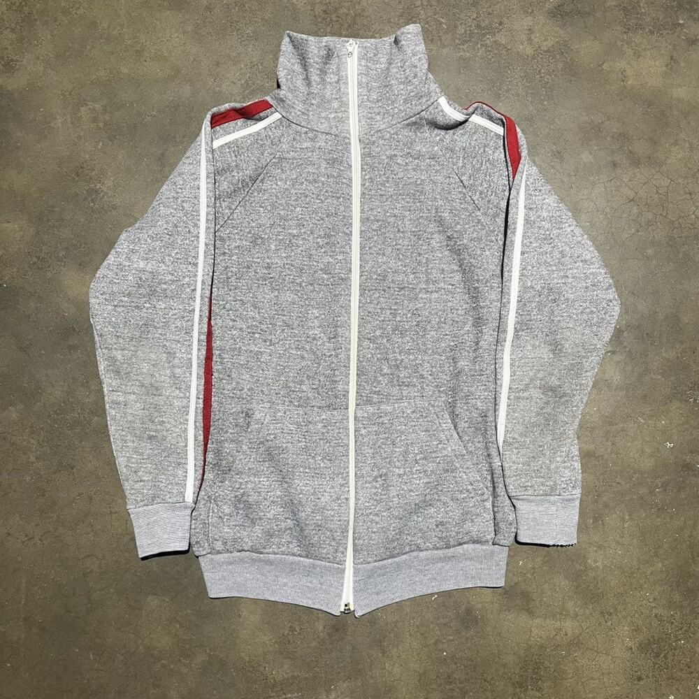 Vintage 70s 80s Sears Grey Striped Track Jacket